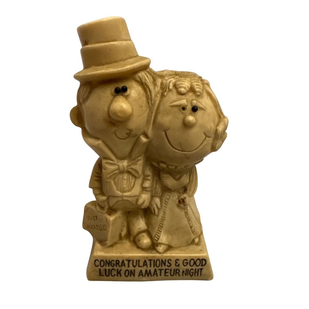 Vintage Russ Berrie & Co. 1970 Just Married Bride Groom Figurine Wedding Gift‎